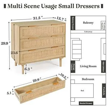 HOPUBUY 3 Drawer Dresser Stylish Storage Solution