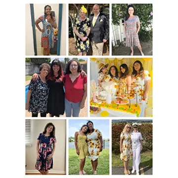 DouBCQ Women's Casual Short Sleeve Flowy Dress with Pockets