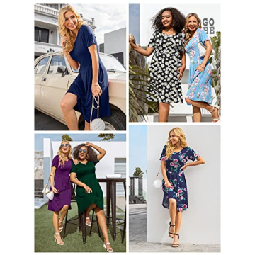 DouBCQ Women's Casual Short Sleeve Flowy Dress with Pockets