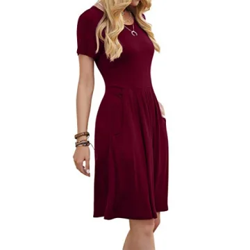 DouBCQ Women's Casual Short Sleeve Flowy Dress with Pockets