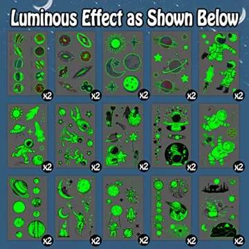 Partywind Luminous Space Kids Tattoos - 225 Designs for Parties