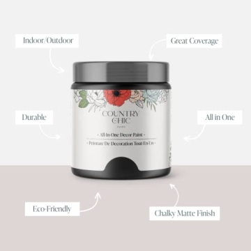 Country Chic All-in-One Chalk Paint for Furniture, Cabinets, Home Decor, Eco-Friendly, Matte Finish,...