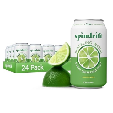 Spindrift Sparkling Water, Lime Flavored, Real Squeezed Fruit, 24 Pack