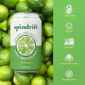 Spindrift Lime Sparkling Water Real Fruit Flavor Pack of 24