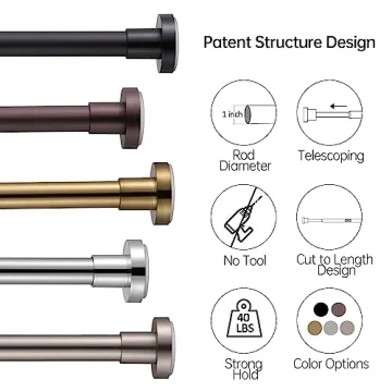 BRIOFOX Adjustable Shower Curtain Rod - Easy Installation Gold Finish