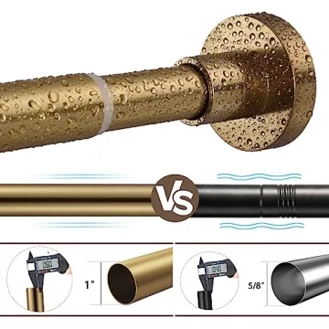 BRIOFOX Adjustable Shower Curtain Rod - Easy Installation Gold Finish