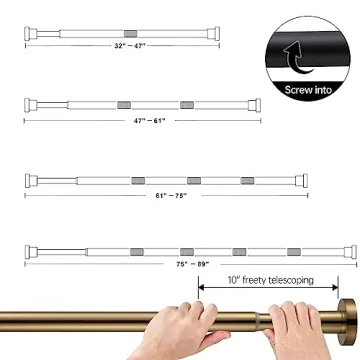 BRIOFOX Adjustable Shower Curtain Rod - Easy Installation Gold Finish