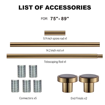 BRIOFOX Adjustable Shower Curtain Rod - Easy Installation Gold Finish