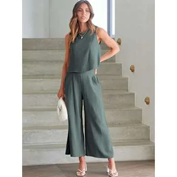 Trendy ANRABESS Women's Summer 2 Piece Linen Set