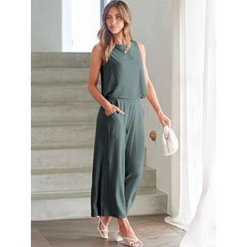 Trendy ANRABESS Women's Summer 2 Piece Linen Set