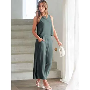Trendy ANRABESS Women's Summer 2 Piece Linen Set