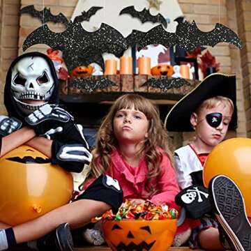 CCINEE 36PCS Glittery 3D Halloween Bats for Decor