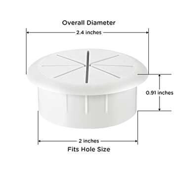HYCC 5 Pack 2 Inch Flexible Desk Grommet for Organizing Cables