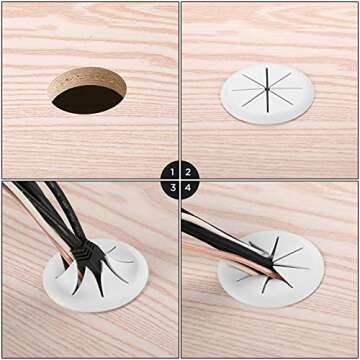 HYCC 5 Pack 2 Inch Flexible Desk Grommet for Organizing Cables