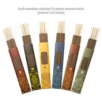 Jembrana Incense Sticks Mix 6 Scents (144 Sticks Total), 24 Sticks Each of Sandalwood, Amber, Maha Triloka, Gardenia, Padma & Raja Harum, Sold by Bali Soap