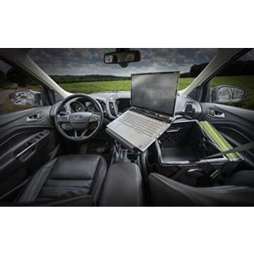 AutoExec AUE80018 Milk Crate Vehicle and Mobile Office Work Station with Apron and Laptop Tray, Black, Laptop Tray Mount