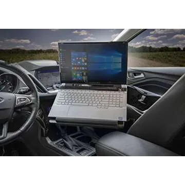 AutoExec AUE80018 Milk Crate Vehicle and Mobile Office Work Station with Apron and Laptop Tray, Black, Laptop Tray Mount