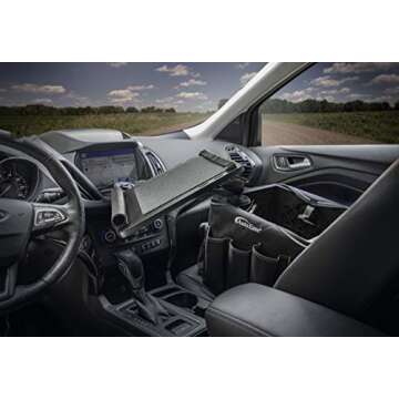 AutoExec AUE80018 Milk Crate Vehicle and Mobile Office Work Station with Apron and Laptop Tray, Black, Laptop Tray Mount