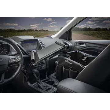 AutoExec AUE80018 Milk Crate Vehicle and Mobile Office Work Station with Apron and Laptop Tray, Black, Laptop Tray Mount