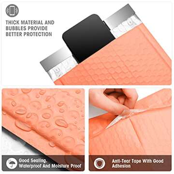 Metronic Bubble Mailers 6x10 Inch 25 Pack, Self Seal Bubble Poly Mailers, Waterproof Shipping Bags,Cushioning Padded Envelopes for Shipping, Mailing, Packaging, Business, Peach Bulk #0