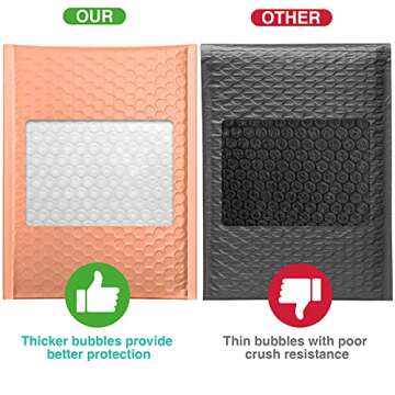 Metronic Bubble Mailers 6x10 Inch 25 Pack, Self Seal Bubble Poly Mailers, Waterproof Shipping Bags,Cushioning Padded Envelopes for Shipping, Mailing, Packaging, Business, Peach Bulk #0