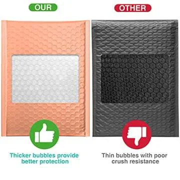 Metronic Bubble Mailers 6x10 Inch 25 Pack, Self Seal Bubble Poly Mailers, Waterproof Shipping Bags,Cushioning Padded Envelopes for Shipping, Mailing, Packaging, Business, Peach Bulk #0