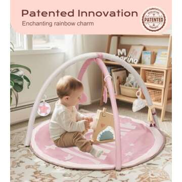 Enchanting Baby Play Gym Mat with Sensory Toys & Milestone Cards