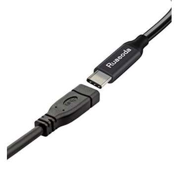 Ruaeoda USB C Extension Cable, 1.5ft Type C Extension Gen 2 (10Gbps) Thunderbolt 3 Charging/Data/Video/Audio Extend Cord for New MacBook Pro 2017, USB-C Hub, Nintendo Switch, Samsung Galaxy S8