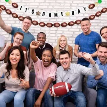 Simgoing 98 Pcs Football Banner Decor Jumbo DIY Friendship Bracelet Birthday Banner Kit Customizable Party Giant Garland Decoration for Football Themed Birthday Game Fans(Green,White, Khaki,Brown)