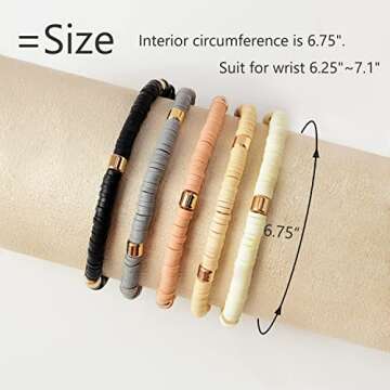 GOOJIDS Surfer Heishi Clay Bead Bracelets for Women Bohemian Stackable Gold Beaded Stretch Bracelets...