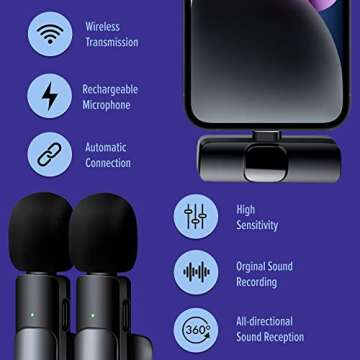 ASILEX Wireless Microphone System for iPhone, Dual Pack