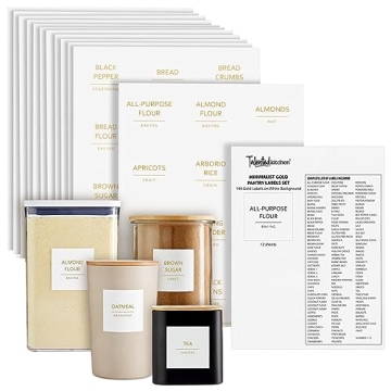 144 Gold Pantry Labels for Minimalist Kitchen Organization