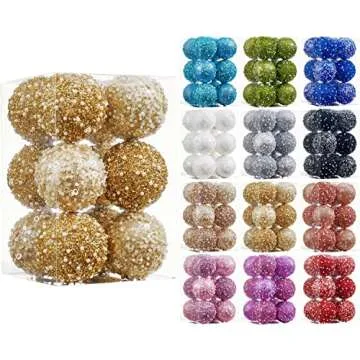ChrisWish 2.76" Christmas Ball Ornaments,12pcs Gold Christmas Ball Decorations Shatterproof Plastic Hanging Pearl Balls for Holiday Party