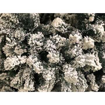 AMERIQUE 691322309737 7 FEET Premium Artificial Full Body Shape Christmas Tree with Metal Stand, Heavily Flocked Snow, Unlit, 7', Snowy