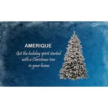 AMERIQUE 691322309737 7 FEET Premium Artificial Full Body Shape Christmas Tree with Metal Stand, Heavily Flocked Snow, Unlit, 7', Snowy