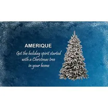 AMERIQUE 691322309737 7 FEET Premium Artificial Full Body Shape Christmas Tree with Metal Stand, Heavily Flocked Snow, Unlit, 7', Snowy