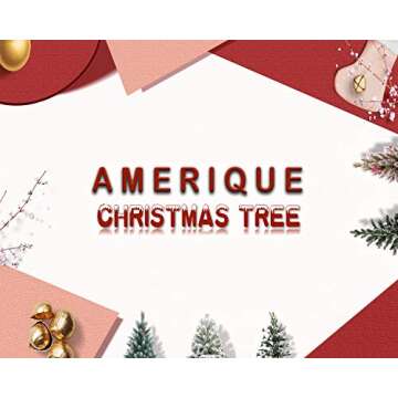 AMERIQUE 691322309737 7 FEET Premium Artificial Full Body Shape Christmas Tree with Metal Stand, Heavily Flocked Snow, Unlit, 7', Snowy