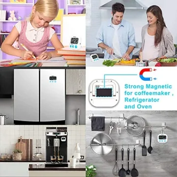 Uigos 2 Pack Digital Kitchen Timer II 2.0, Big Digits, Loud Alarm, Magnetic Backing, Stand, for Cooking Baking Sports Games Office (White) (2 Pack)