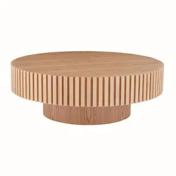 JUSTONE Round Coffee Table with Handcrafted Relief Design