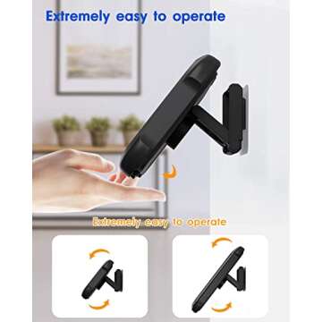 Waterproof Shower Phone Holder with 360° Rotation, Angle Adjustable, Wall Mounted Phone Holder for Bathroom Mirror Bathtub Kitchen, Up to 6.8 Inch (Black)