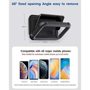 Waterproof Shower Phone Holder with 360° Rotation, Angle Adjustable, Wall Mounted Phone Holder for Bathroom Mirror Bathtub Kitchen, Up to 6.8 Inch (Black)