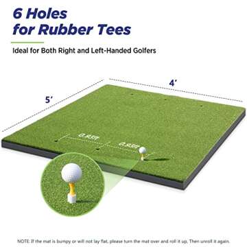 Golfguru Golf Mat, 5x4ft 31mm Artificial Turf Golf Hitting Mats Practice with 10 Golf Balls, 9 Golf Tees, Golf Hitting Practice Mat for Backyard Driving Chipping Indoor Outdoor