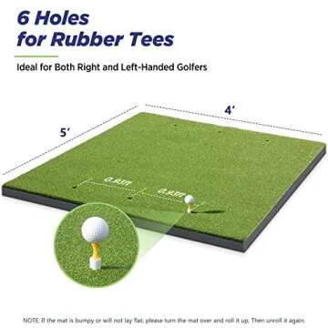 Golfguru Golf Mat, 5x4ft 31mm Artificial Turf Golf Hitting Mats Practice with 10 Golf Balls, 9 Golf Tees, Golf Hitting Practice Mat for Backyard Driving Chipping Indoor Outdoor