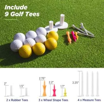 Golfguru Golf Mat, 5x4ft 31mm Artificial Turf Golf Hitting Mats Practice with 10 Golf Balls, 9 Golf Tees, Golf Hitting Practice Mat for Backyard Driving Chipping Indoor Outdoor