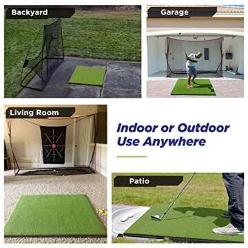 Golfguru Golf Mat, 5x4ft 31mm Artificial Turf Golf Hitting Mats Practice with 10 Golf Balls, 9 Golf Tees, Golf Hitting Practice Mat for Backyard Driving Chipping Indoor Outdoor
