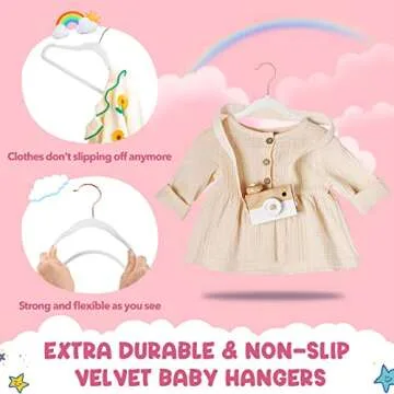 HOUSE DAY Velvet Baby Hangers 60 Pack Non Slip Toddler Hangers White
