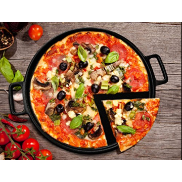Cast Iron Pizza Pan - Versatile 14-Inch Baking and Cooking Tool