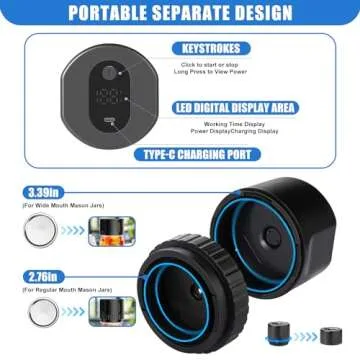 Electric Mason Jar Vacuum Sealer Kit for Regular & Wide Mouth Mason Jar, Automatic Jar Vacuum Sealer Machine for Food Save