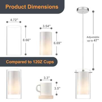 AKEZON Pendant Light - Adjustable Glass Fixture for Dining