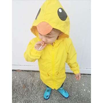 YOUNGER TREE Toddler Baby Boy Girl Duck Raincoat Cute Cartoon Hoodie Zipper Coat Outfit (Yellow, 3T)